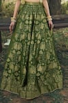 Shop_Safaa_Green Vegan Silk Woven Floral Deep V Neck The Hiraya Lehenga Set _Online_at_Aza_Fashions