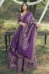 Buy_Safaa_Purple Vegan Silk Woven Floral Booti The Minara Blouse Lehenga Set _at_Aza_Fashions