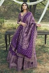 Buy_Safaa_Purple Vegan Silk Woven Floral Booti Square The Minara Blouse Lehenga Set _at_Aza_Fashions