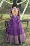 Shop_Safaa_Purple Vegan Silk Woven Floral Booti Square The Minara Blouse Lehenga Set _at_Aza_Fashions