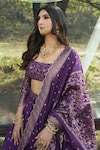 Safaa_Purple Vegan Silk Woven Floral Booti The Minara Blouse Lehenga Set _Online_at_Aza_Fashions