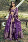 Buy_Safaa_Purple Vegan Silk Woven Floral Booti The Minara Blouse Lehenga Set _Online_at_Aza_Fashions