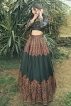 Shop_Safaa_Green Vegan Silk Woven Floral Round The Nezira Lehenga Set _Online_at_Aza_Fashions