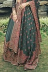 Safaa_Green Vegan Silk Woven Floral Round The Nezira Lehenga Set _at_Aza_Fashions