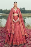 Buy_Safaa_Magenta Vegan Silk Woven Chikankari The Qalb And Thread Lehenga Set _at_Aza_Fashions