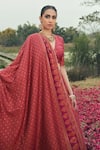 Safaa_Magenta Vegan Silk Woven Chikankari The Qalb And Thread Lehenga Set _at_Aza_Fashions