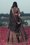 Shop_Safaa_Black Vegan Silk Woven Floral Deep V Neck The Ruya Lehenga Set _at_Aza_Fashions