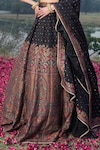 Safaa_Black Vegan Silk Woven Floral Deep V Neck The Ruya Lehenga Set _at_Aza_Fashions