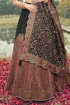 Buy_Safaa_Black Vegan Silk Woven Floral Deep V Neck The Ulfat Lehenga Set_Online_at_Aza_Fashions