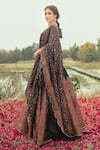 Shop_Safaa_Black Vegan Silk Woven Floral Deep V Neck The Ulfat Lehenga Set_Online_at_Aza_Fashions
