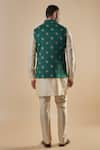 Shop_Spring Break_Green Cotton Silk Printed Floral Bundi Jacket And Kurta Set _at_Aza_Fashions