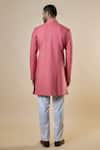 Shop_Spring Break_Pink Rayon, Cotton Foil Printing Sherwani And Pant Set _at_Aza_Fashions