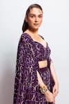 Buy_Nirmooha_Purple Crepe Embroidery Cutdana Open Geometric Pattern Cape 