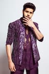 Buy_Nirmooha_Purple Crepe Hand Embroidery Sequins Jacket 