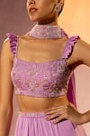 TYOHAR_Purple Satin Chiffon Nora Placement Tiered Lehenga Blouse Set  _Online_at_Aza_Fashions