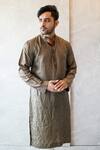 Buy_Bihart_Green Tussar Sujani Threadwork Kurta _at_Aza_Fashions