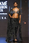 Buy_Itrh_Black Net Embellished Crystal Halter Desert Mirage Cape Skirt Set _at_Aza_Fashions