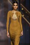 Buy_Itrh_Gold Jersey Embellished Crystal Round Sparkle Siren Gown _Online_at_Aza_Fashions