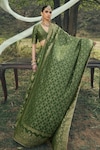 Buy_Safaa_Green Vegan Silk Woven Floral Deep V Neck The Hiraya Lehenga Set _at_Aza_Fashions