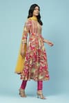 Buy_Aarke Ritu Kumar_Fuchsia Rayon Slub Printed Paisley Floral Round Twiggy Anarkali Set _Online_at_Aza_Fashions