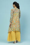 Shop_Aarke Ritu Kumar_Yellow Kota Doria Print Florin Garden Turbat Shrug With Solid Dress _at_Aza_Fashions