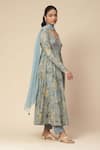 Aarke Ritu Kumar_Blue Cotton Voile Printed Botanic U Neck Abhavya Anarkali Set _Online_at_Aza_Fashions