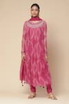 Buy_Aarke Ritu Kumar_Fuchsia Recycle Chiffon Printed Geometric Round Sitashi Anarkali Set _at_Aza_Fashions