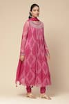 Buy_Aarke Ritu Kumar_Fuchsia Recycle Chiffon Printed Geometric Round Sitashi Anarkali Set _Online_at_Aza_Fashions