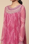 Shop_Aarke Ritu Kumar_Fuchsia Recycle Chiffon Printed Geometric Round Sitashi Anarkali Set _Online_at_Aza_Fashions