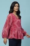Shop_Aarke Ritu Kumar_Pink Recycle Chiffon Print Sitashi V Neck Top With Camisole _Online_at_Aza_Fashions