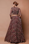 Shop_Ahi Clothing_Multi Color Heavy Georgette Print Gardenia Cutdana Queen Anne Neck Lehenga Set_at_Aza_Fashions