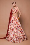 Buy_Ahi Clothing_Cream Heavy Crepe Print Bahar Jharoka Cutdana Sweetheart Neck Lehenga Set_at_Aza_Fashions