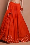 Ahi Clothing_Orange Chanderi Silk Embroidery Synodic Chevron Wave Embellished Lehenga Set_Online_at_Aza_Fashions