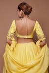 Shop_Ahi Clothing_Yellow Chanderi Silk Embroidery Astral Gota Ray Embellished Lehenga Set_at_Aza_Fashions