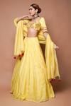 Shop_Ahi Clothing_Yellow Chanderi Silk Embroidery Astral Gota Ray Embellished Lehenga Set_Online_at_Aza_Fashions