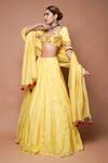 Shop_Ahi Clothing_Yellow Chanderi Silk Embroidery Astral Gota Ray Embellished Lehenga Set _Online_at_Aza_Fashions