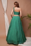 Shop_Ahi Clothing_Green Heavy Organza Embroidery 3d Bloom Corsage Embellished Lehenga With Blouse_at_Aza_Fashions