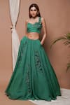 Buy_Ahi Clothing_Green Heavy Organza Embroidery 3d Bloom Corsage Embellished Lehenga With Blouse_Online_at_Aza_Fashions