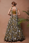 Shop_Ahi Clothing_Yellow Natural Crepe Embroidery Zardosi Forest Bloom Print Lehenga Set_at_Aza_Fashions