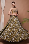 Buy_Ahi Clothing_Yellow Natural Crepe Embroidery Zardosi Forest Bloom Print Lehenga Set