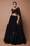 Buy_Ahi Clothing_Black Natural Crepe Musk Bloom Cutwork Embellished Lehenga With Blouse_at_Aza_Fashions