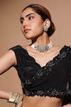 Ahi Clothing_Black Natural Crepe Musk Bloom Cutwork Embellished Lehenga With Blouse _at_Aza_Fashions