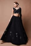 Buy_Ahi Clothing_Black Natural Crepe Musk Bloom Cutwork Embellished Lehenga With Blouse