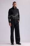 Buy_Countrymade_Black Linen Embroidery Topography Bomber Jacket _at_Aza_Fashions