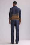 Shop_Countrymade_Blue Herringbone Patchwork Linen Gradient Jacket _at_Aza_Fashions