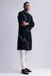 Countrymade_Blue Chanderi Embroidery Threadwork Kurta With Pant _Online_at_Aza_Fashions