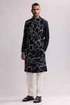 Buy_Countrymade_Blue Chanderi, Cotton Embroidery Normandy Kurta With Pant _at_Aza_Fashions