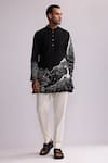 Buy_Countrymade_Black Chanderi Embroidered Thread Canyon Short Kurta With Pant _at_Aza_Fashions