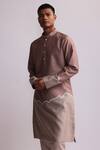 Countrymade_Brown Chanderi Patchwork And Kurta With Pant _Online_at_Aza_Fashions