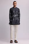 Buy_Countrymade_Black Silk Printed Abstract Dunkirk Short Kurta _at_Aza_Fashions